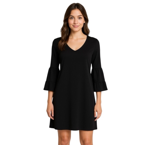 Belongsci Black Whimsigoth Fairy Ruffle Bell Sleeves V-Neck Dress XL - Picture 13 of 15